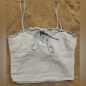 Superdown Baby Blue Crop Tie Tank Top